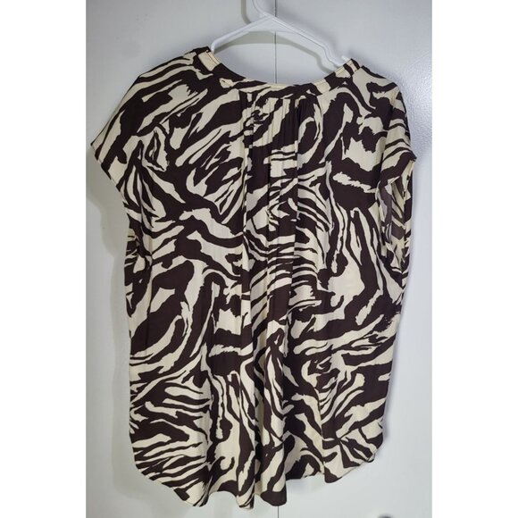 Joie Women's SZ XL Zebra Print Blouse Top Brown Cream - Picture 3 of 8